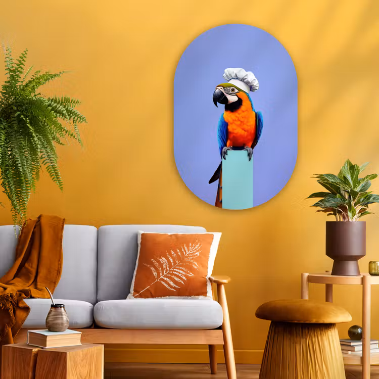 Muurovaal - Glas - Papegaai - Koksmuts - Vogel - Leuk — 3