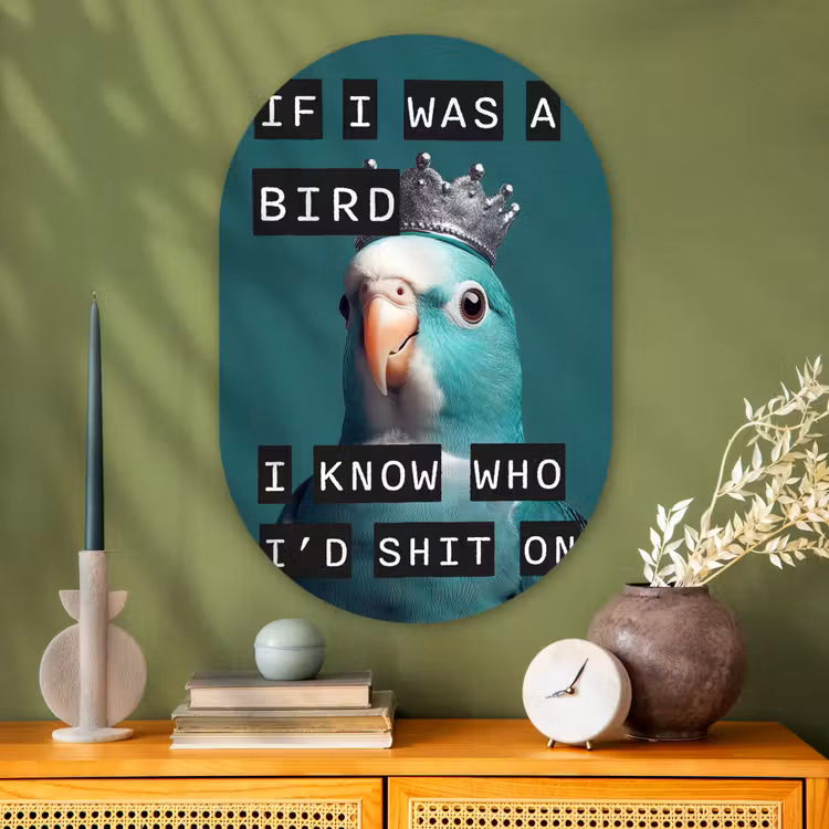 Muurovaal - Glas - Parkiet - Turquoise - Quotes - Decoratie — 2