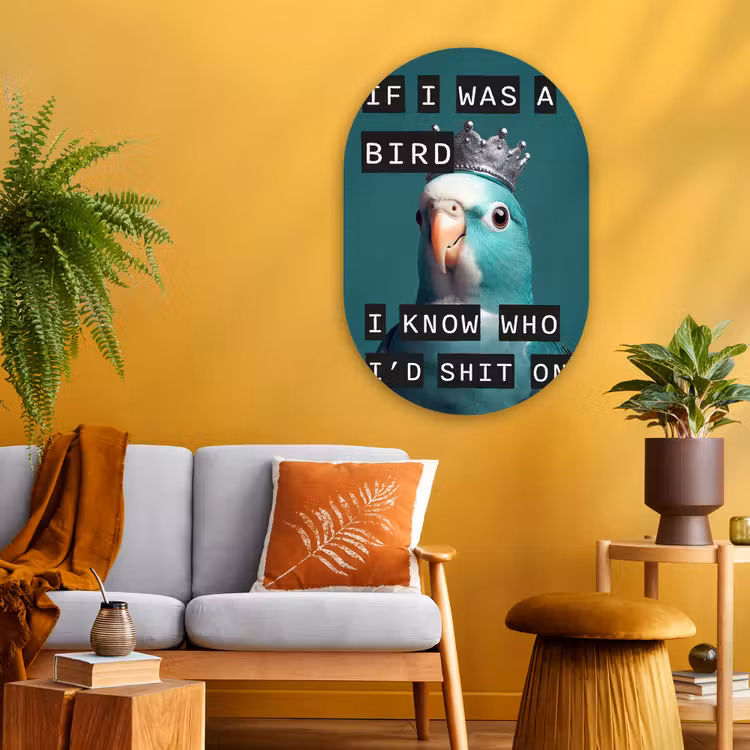 Muurovaal - Glas - Parkiet - Turquoise - Quotes - Decoratie — 3