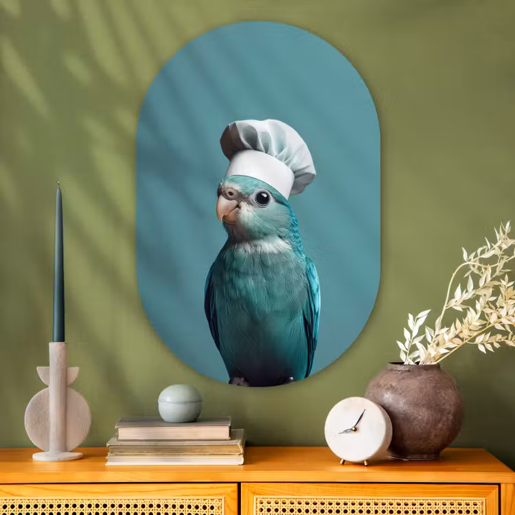 Muurovaal - Glas - Parkiet - Vogel - Koksmuts - Cute — 2