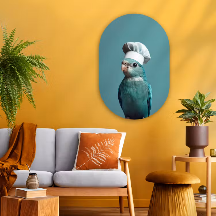 Muurovaal - Glas - Parkiet - Vogel - Koksmuts - Cute — 3