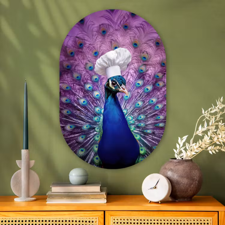 Muurovaal - Glas - Pauw - Koksmuts - Cool - Paars — 2