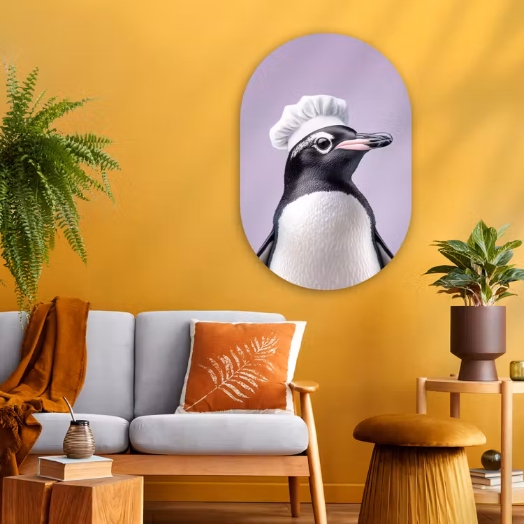 Muurovaal - Glas - Pinguïn - Koksmuts - Lief - Paars — 3
