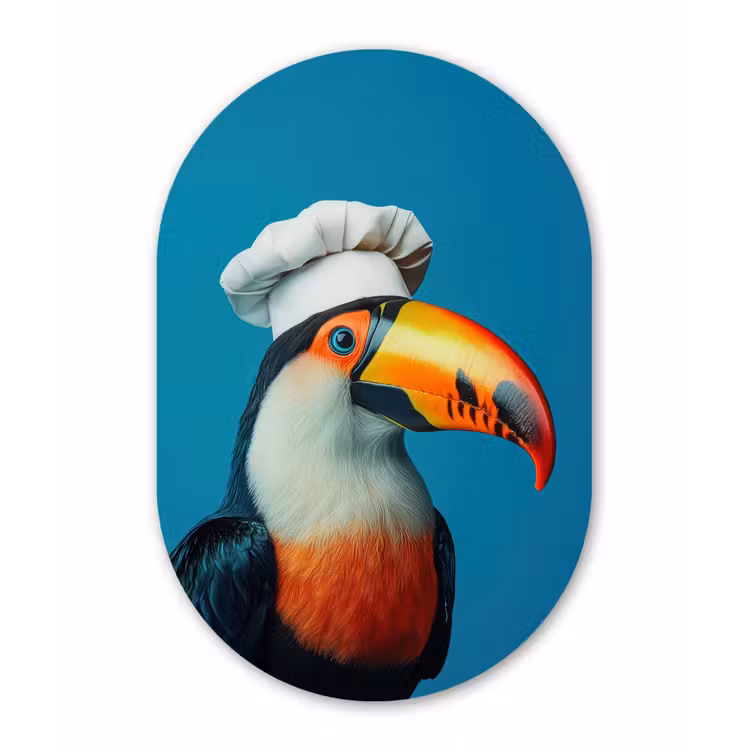 Muurovaal - Glas - Toekan - Papegaai - Vogel - Koksmuts — 1