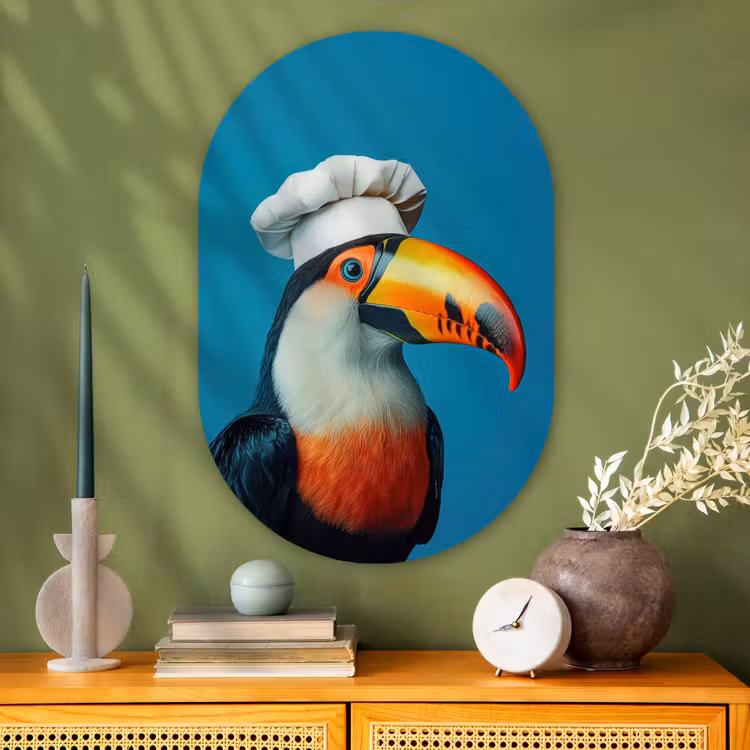 Muurovaal - Glas - Toekan - Papegaai - Vogel - Koksmuts — 2