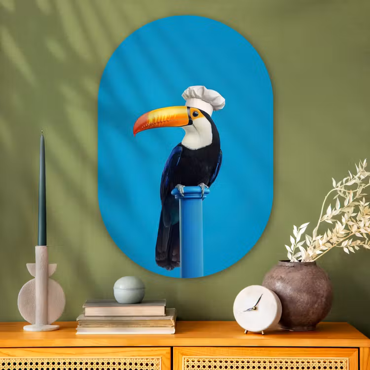Muurovaal - Glas - Tucan - Sokkel - Vogel - Koksmuts — 2