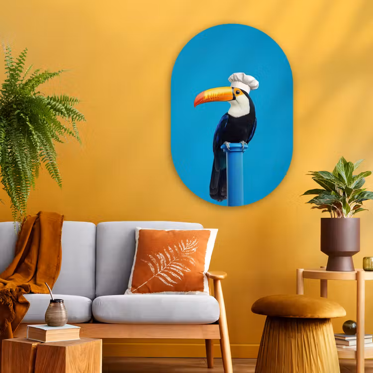 Muurovaal - Glas - Tucan - Sokkel - Vogel - Koksmuts — 3