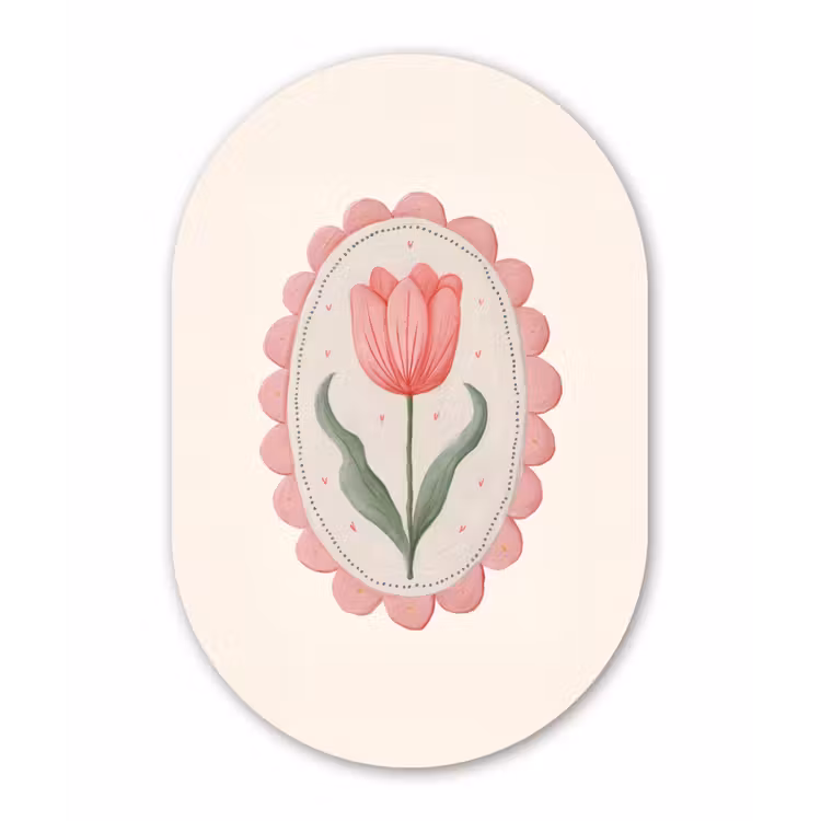Muurovaal - Glas - Tulp - Lijst - Ovaal - Illustratie — 1