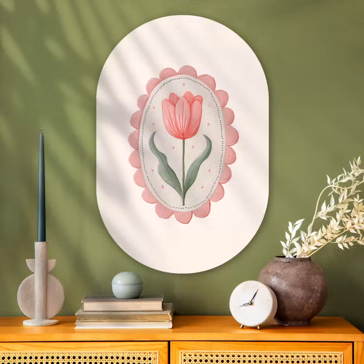 Muurovaal - Glas - Tulp - Lijst - Ovaal - Illustratie — 2