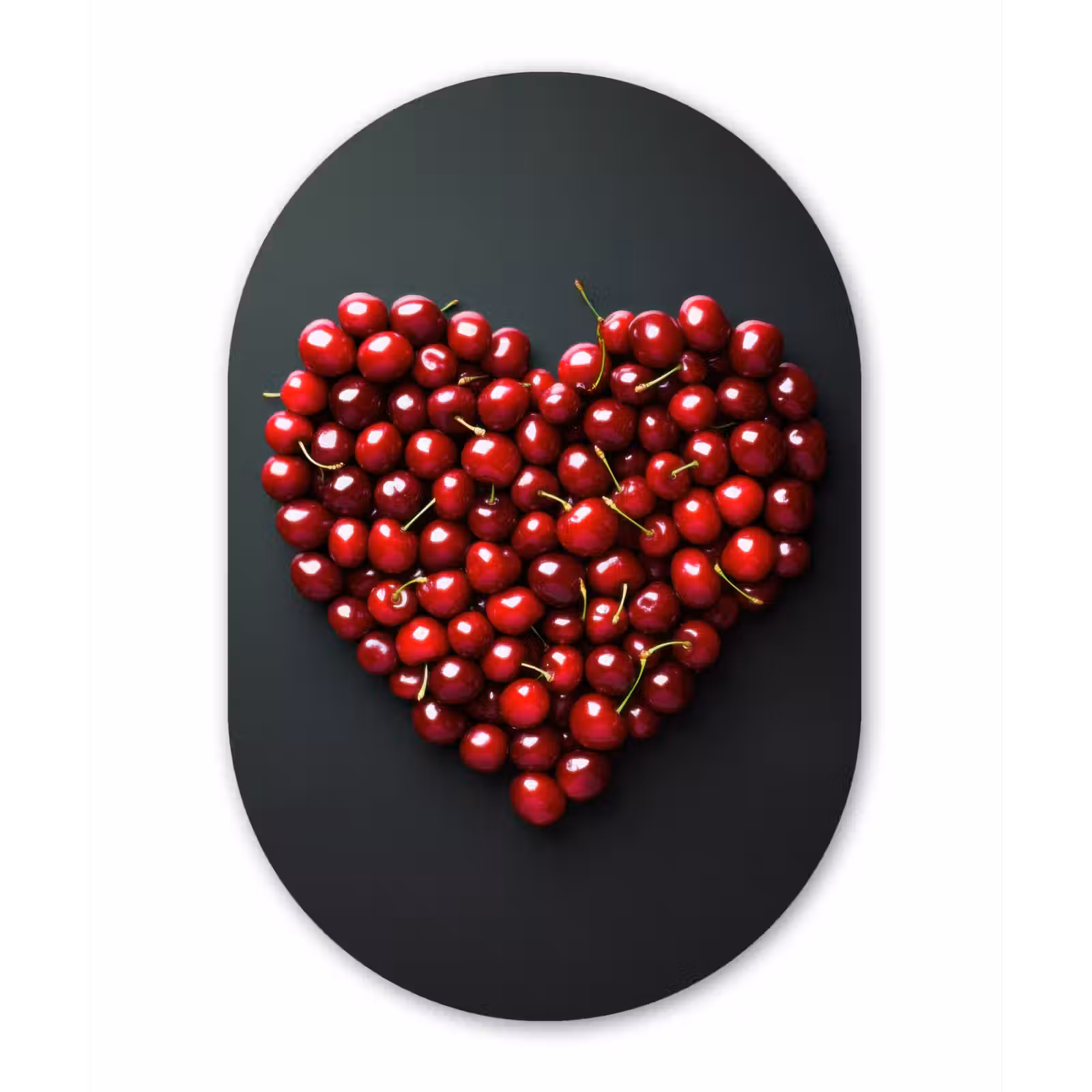 Muurovaal - Glas - Kersen - Hart - Rood - Zwart — 1