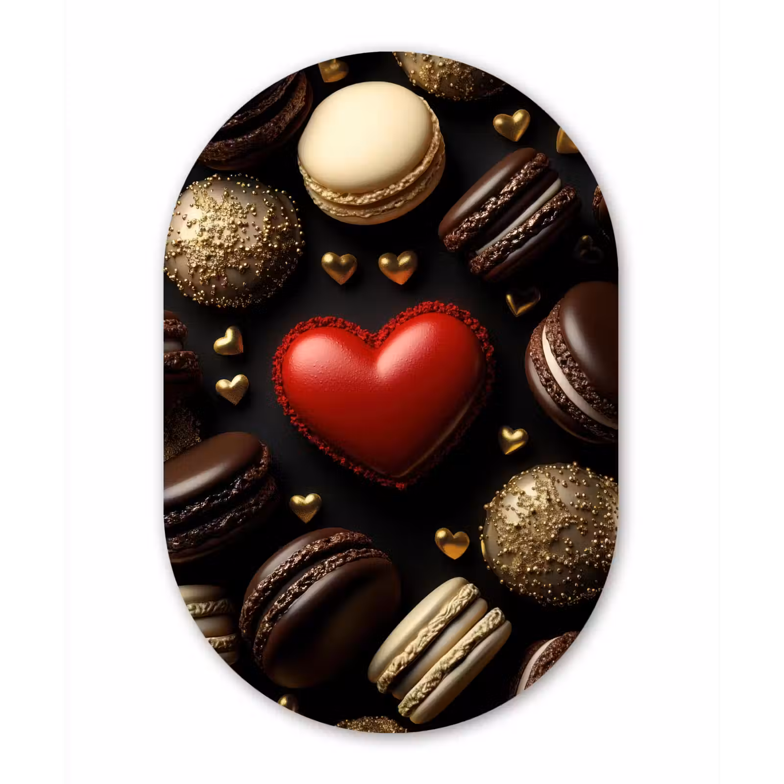 Muurovaal - Glas - Macarons - Rood - Hart — 1