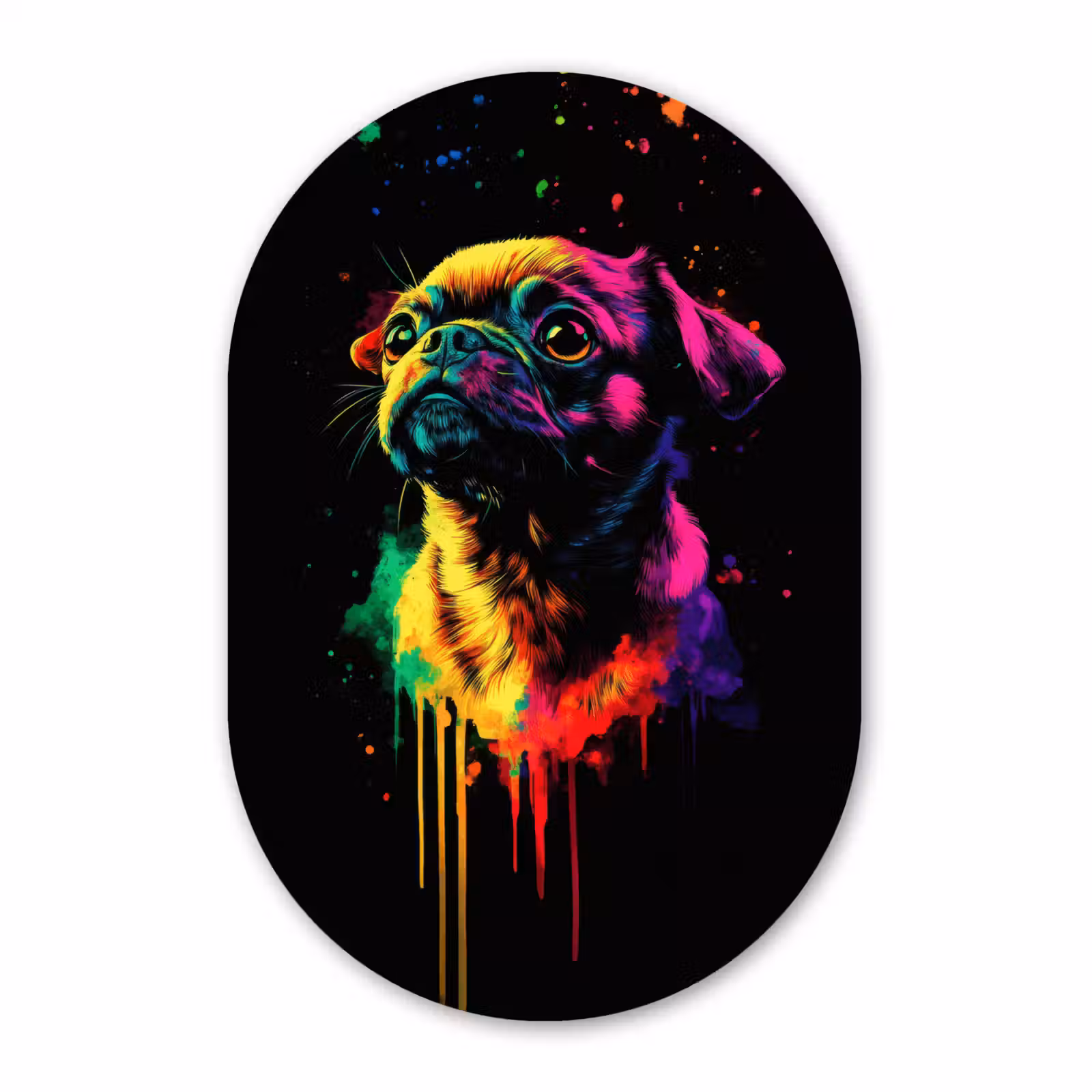 Muurovaal - Glas - Puck - Hond - Verf - Kleuren — 1