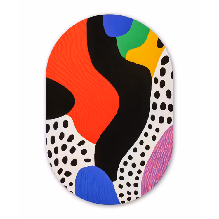Muurovaal - Glas - Abstract - Vormen - Kleuren - Stippen — 1