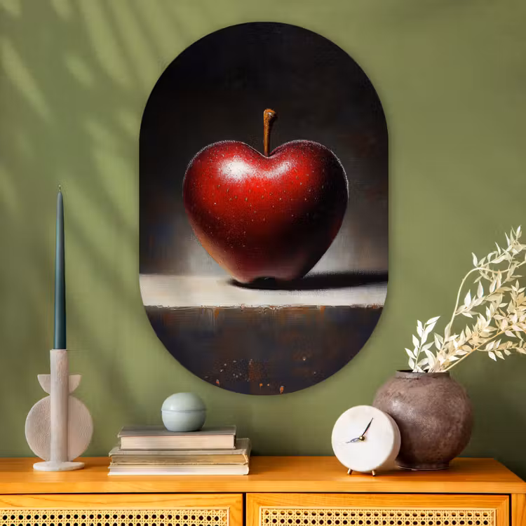 Muurovaal - Glas - Apple - Hart - Rood — 2