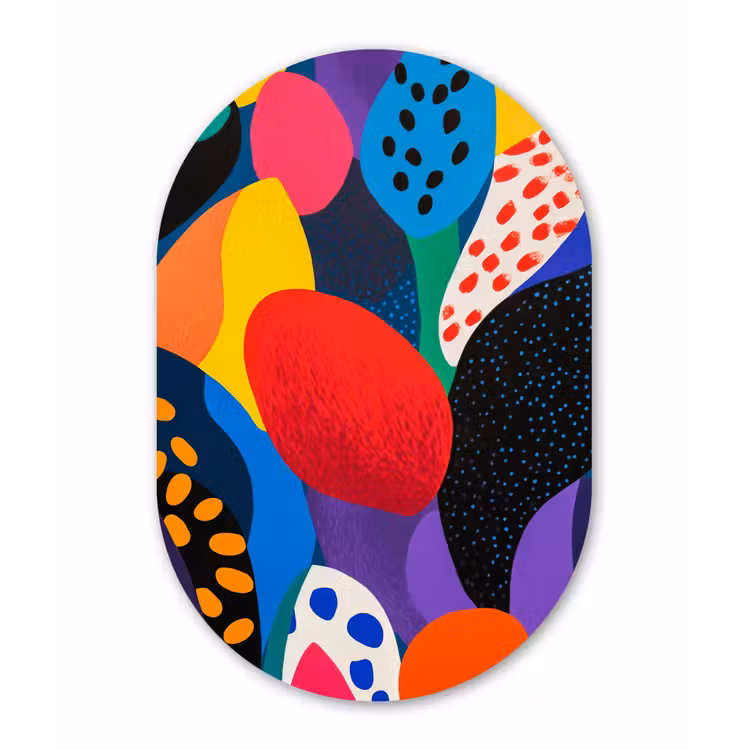 Muurovaal - Glas - Bloemen - Bladeren - Abstract - Rood — 1