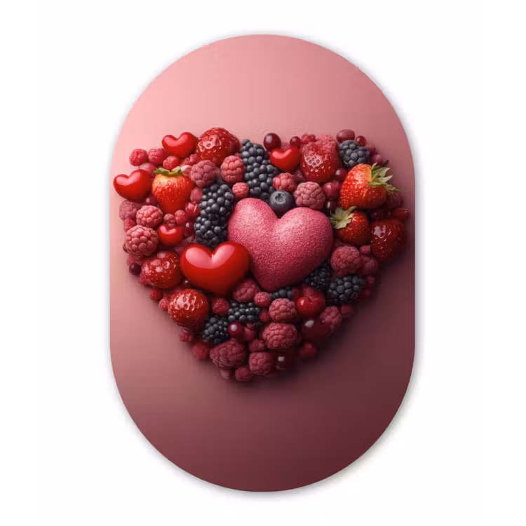 Muurovaal - Glas - Fruit - Hartjes - Aardbeien - Frambozen - Bosbessen — 1