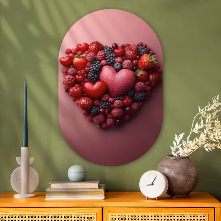 Muurovaal - Glas - Fruit - Hartjes - Aardbeien - Frambozen - Bosbessen — 2