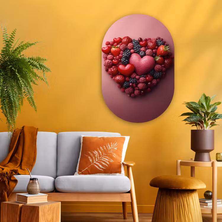 Muurovaal - Glas - Fruit - Hartjes - Aardbeien - Frambozen - Bosbessen — 3