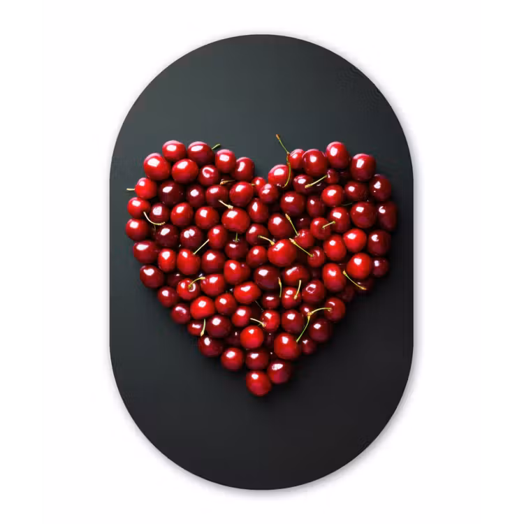 Muurovaal - Glas - Kersen - Hart - Rood - Zwart — 1