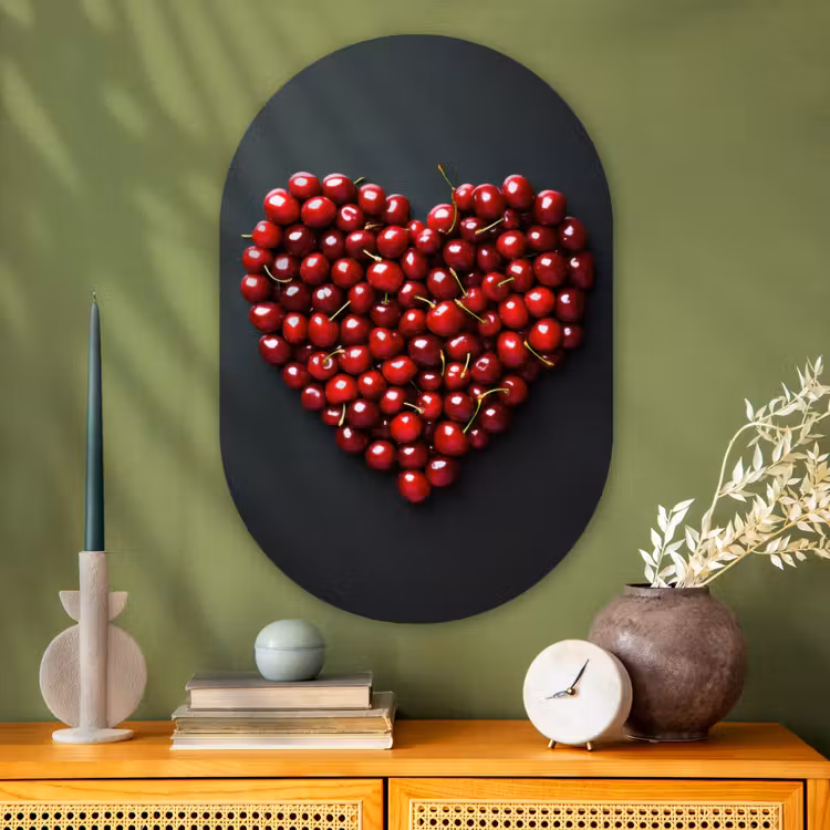 Muurovaal - Glas - Kersen - Hart - Rood - Zwart — 2