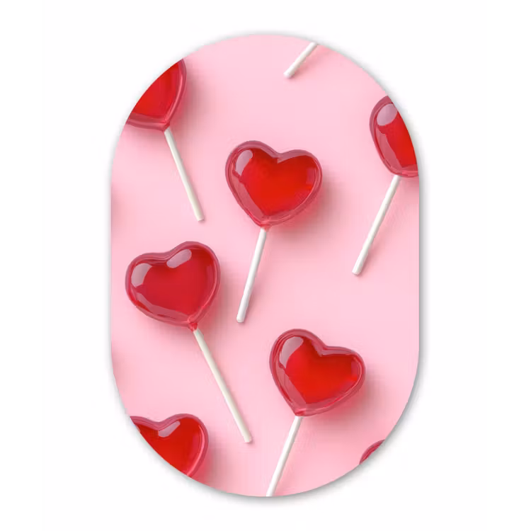 Muurovaal - Glas - Lollies - Hartjes - Roze — 1