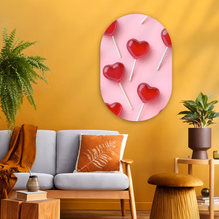 Muurovaal - Glas - Lollies - Hartjes - Roze — 3