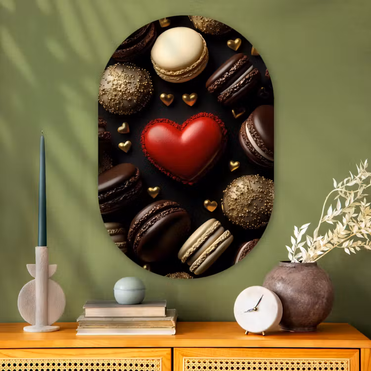 Muurovaal - Glas - Macarons - Rood - Hart — 2