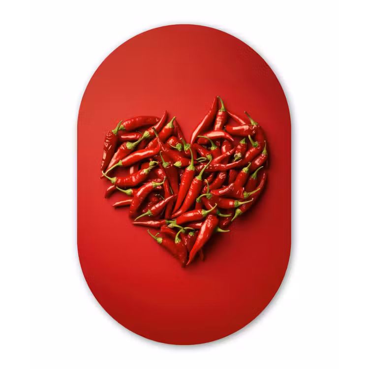 Muurovaal - Glas - Pepers - Rood - Hart — 1