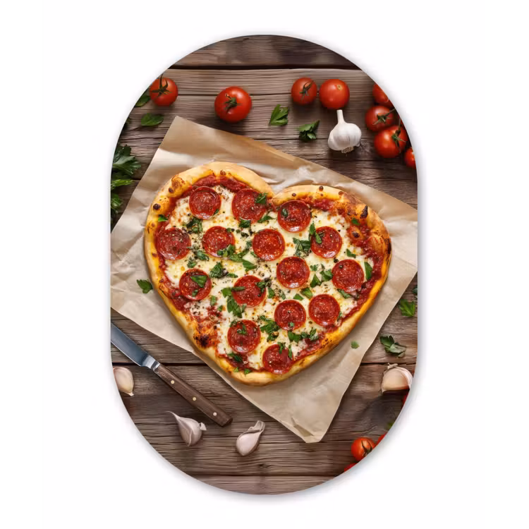 Muurovaal - Glas - Pizza - Hart - Pepperoni - Tomaat — 1