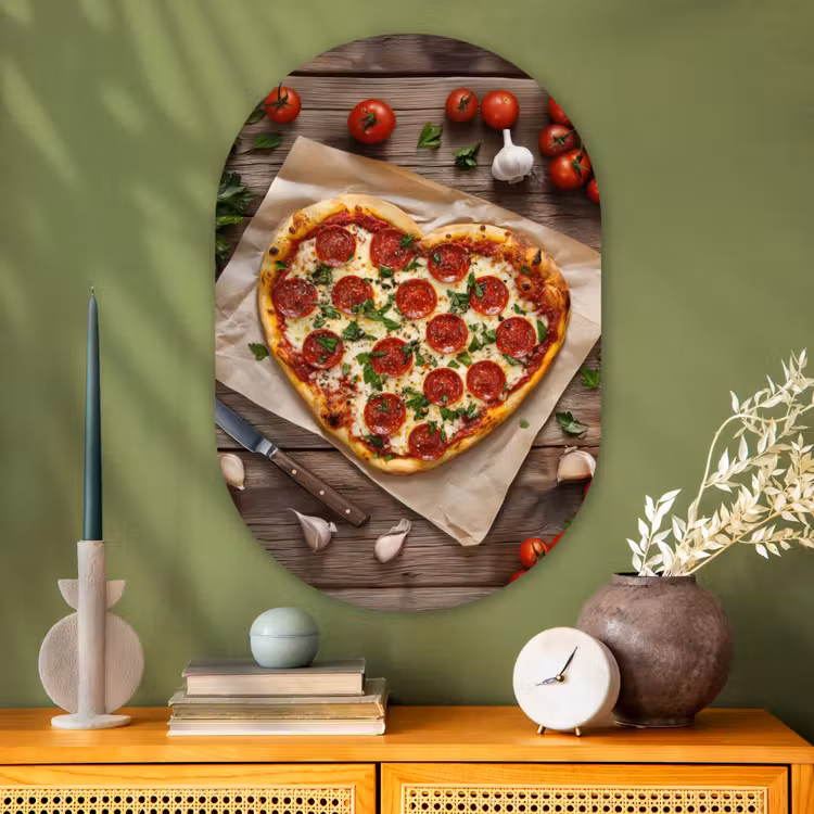Muurovaal - Glas - Pizza - Hart - Pepperoni - Tomaat — 2