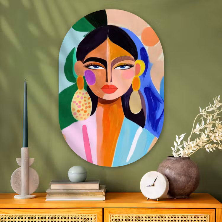 Muurovaal - Glas - Portret - Vrouw - Modern — 2