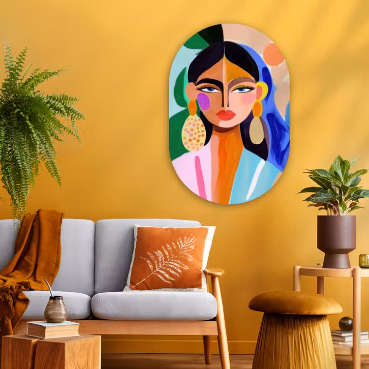 Muurovaal - Glas - Portret - Vrouw - Modern — 3