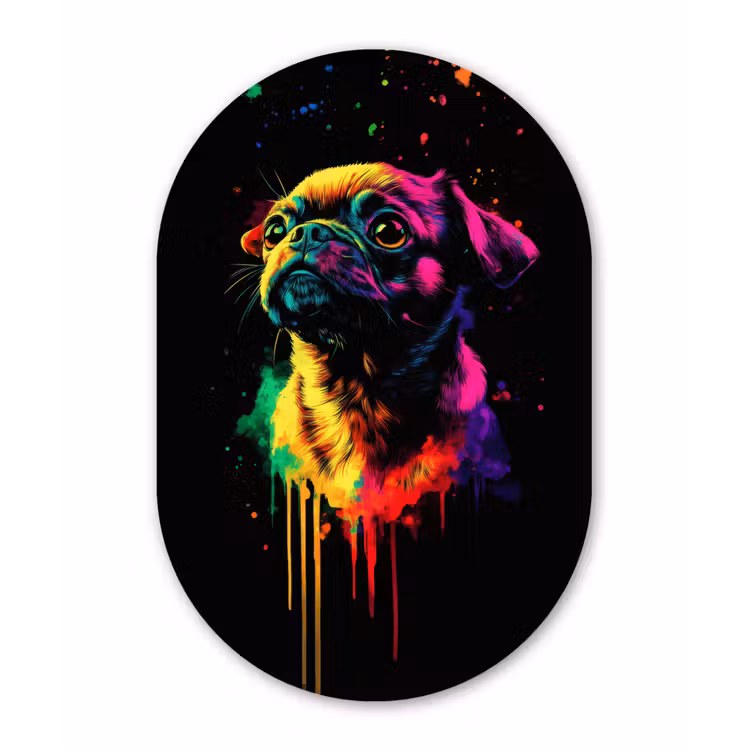 Muurovaal - Glas - Puck - Hond - Verf - Kleuren — 1