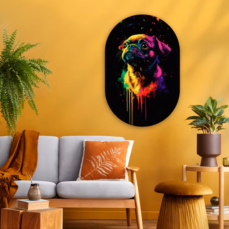 Muurovaal - Glas - Puck - Hond - Verf - Kleuren — 3