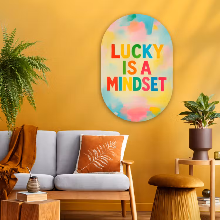 Muurovaal - Glas - Quote - Lucky - Regenboogkleuren — 3