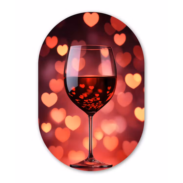 Muurovaal - Glas - Rood - Wijn - Hartjes — 1