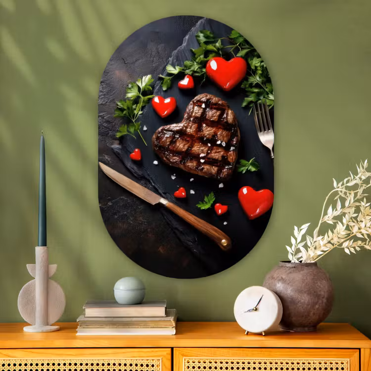 Muurovaal - Glas - Steak - Hart - Bestek — 2