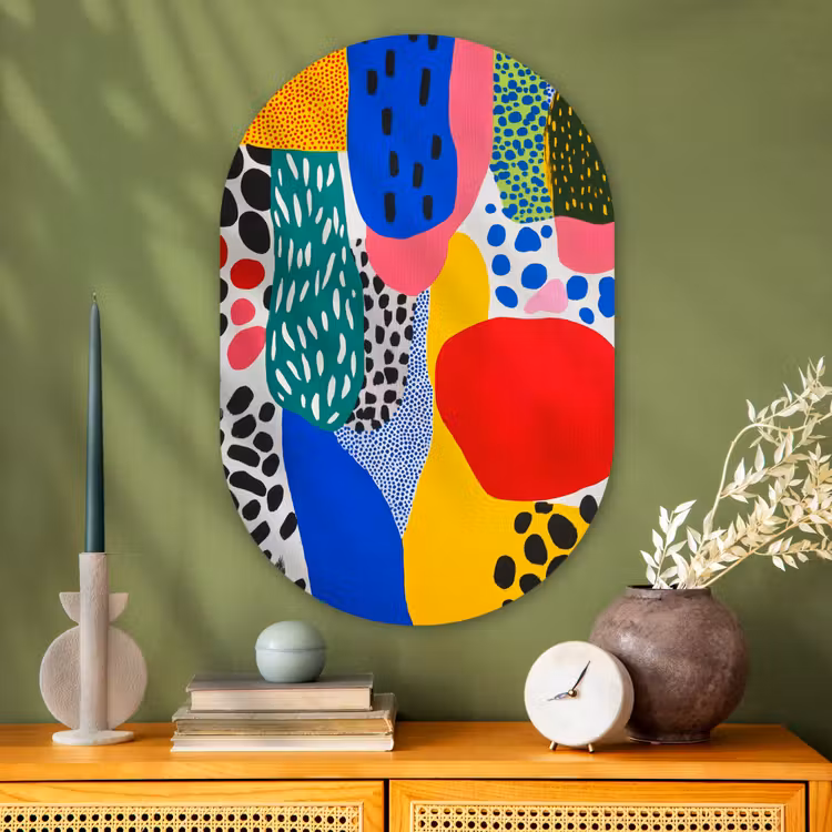 Muurovaal - Glas - Stippen - Vormen - Modern - Kleuren — 2