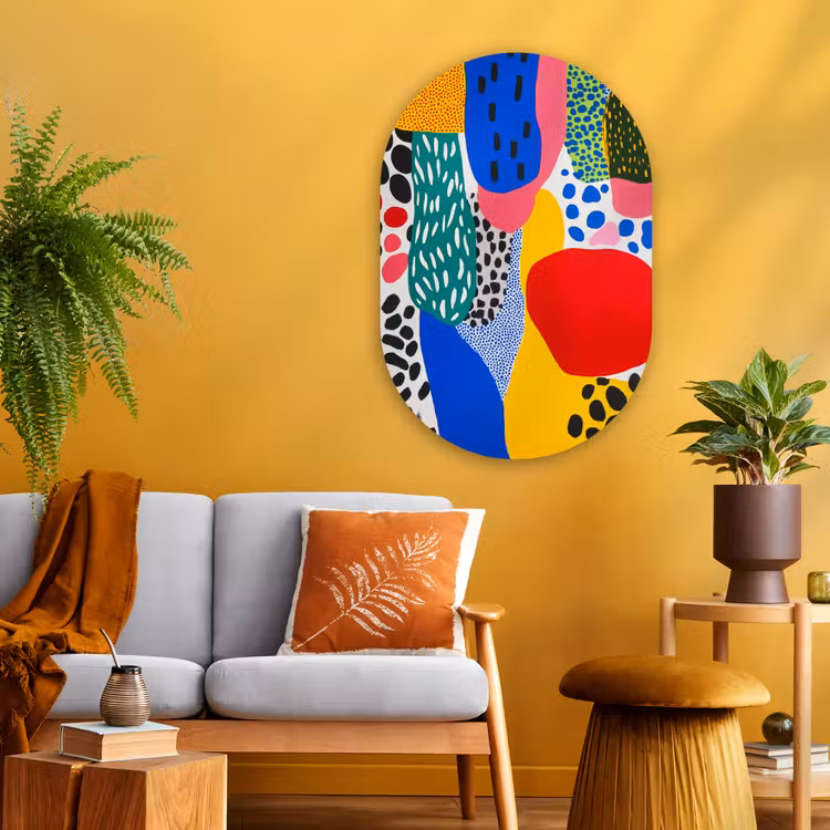 Muurovaal - Glas - Stippen - Vormen - Modern - Kleuren — 3