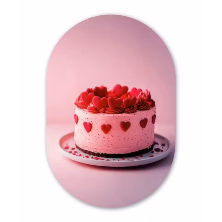 Muurovaal - Glas - Taart - Hart - Roze — 1