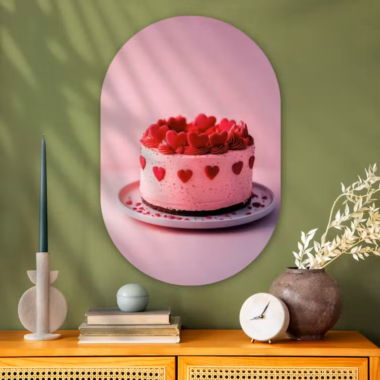 Muurovaal - Glas - Taart - Hart - Roze — 2
