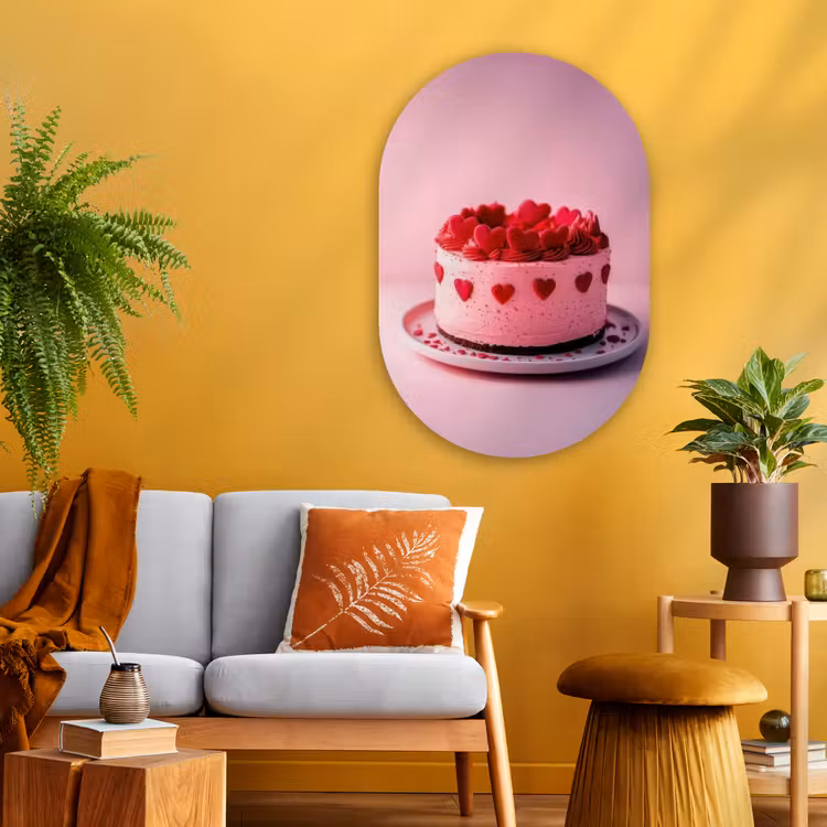 Muurovaal - Glas - Taart - Hart - Roze — 3