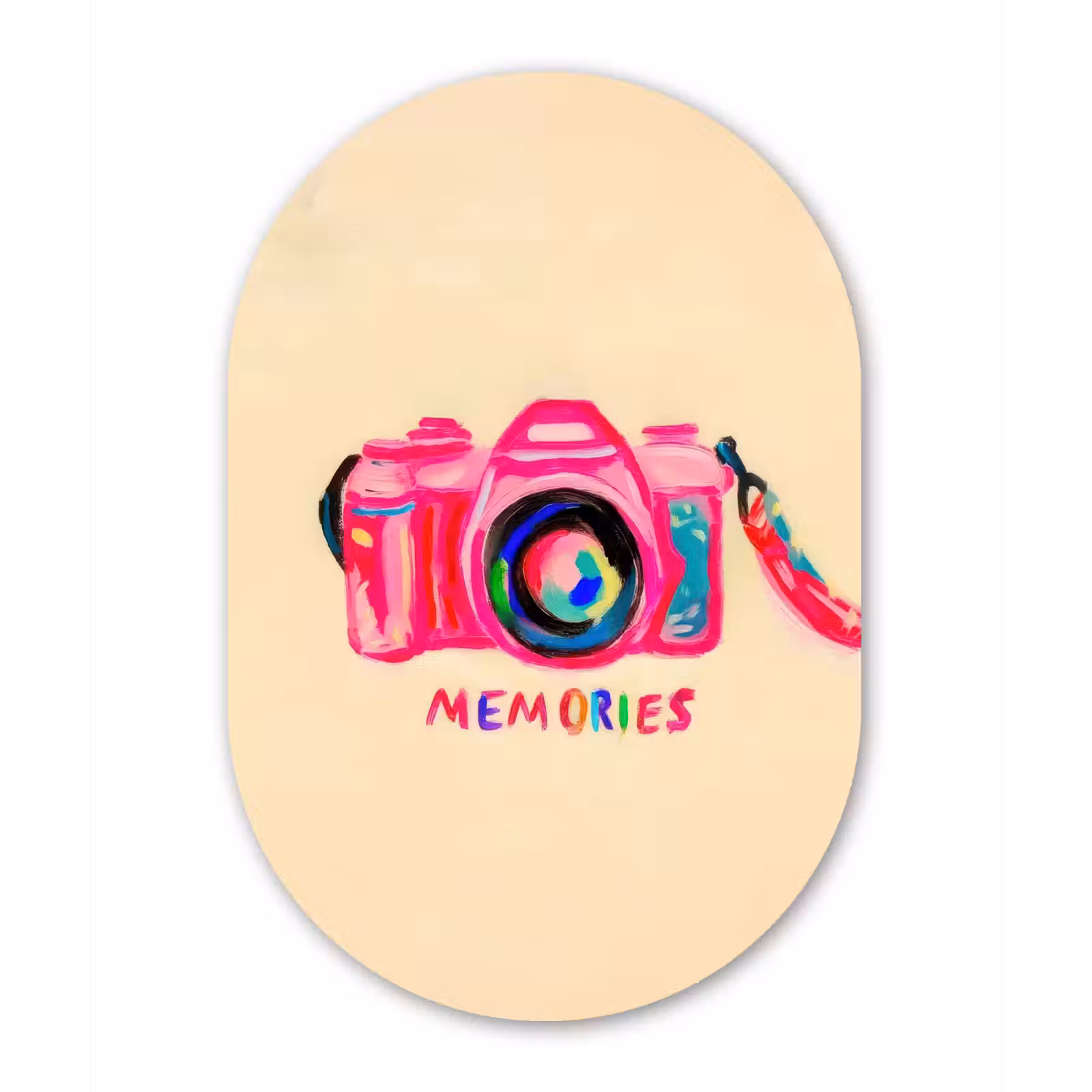 Muurovaal - Glas - Camera - Memories - Roze - Geschilderd — 1