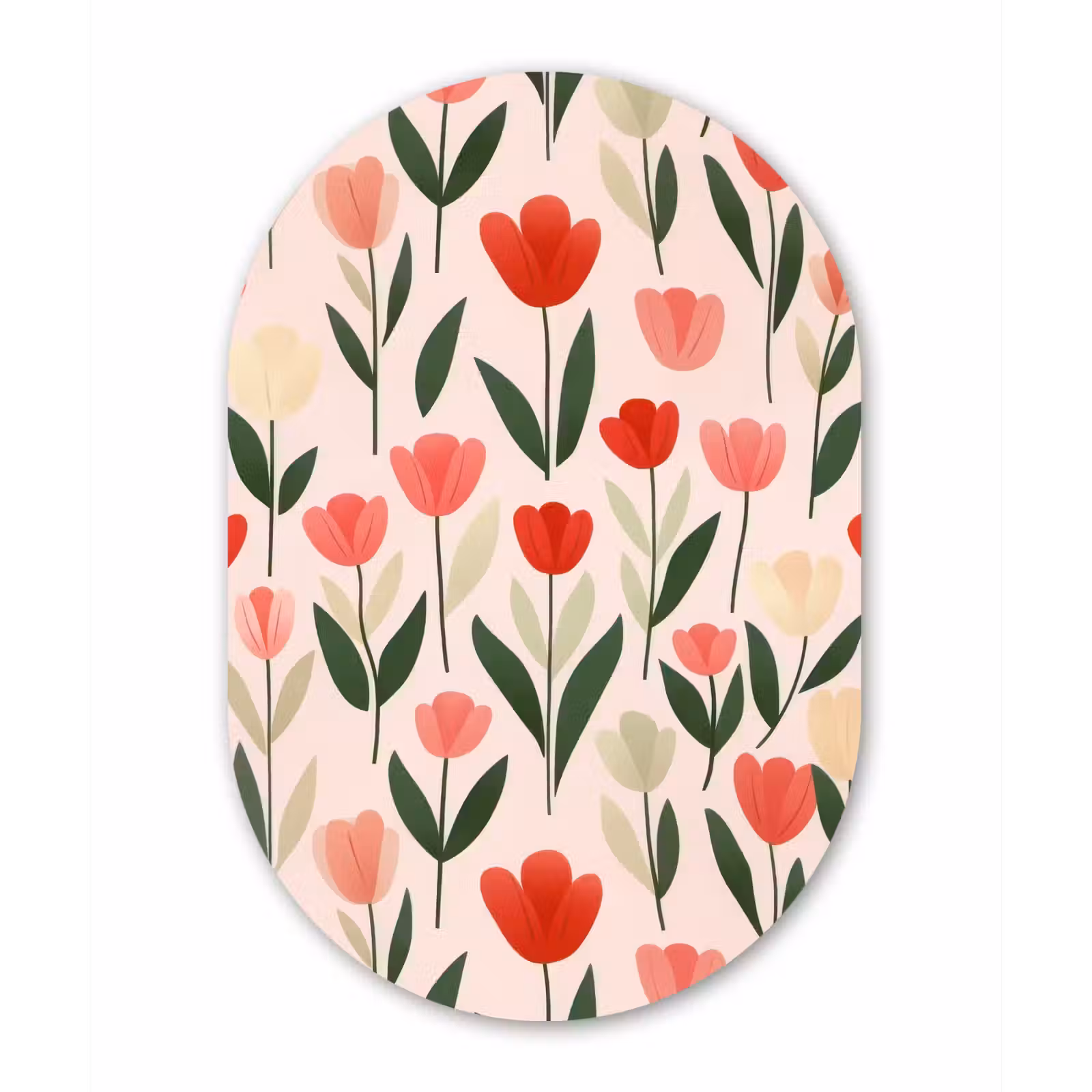 Muurovaal - Glas - Tulpen - Modern - Roze — 1