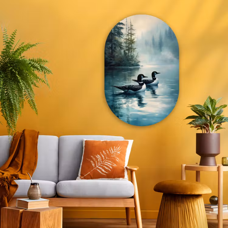 Muurovaal - Glas - Bos - Water - Eenden - Mistig — 3