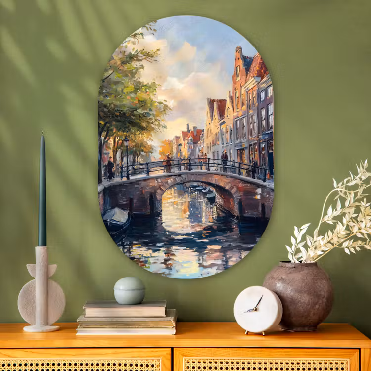 Muurovaal - Glas - Brug - Stad - Huizen - Boot — 2