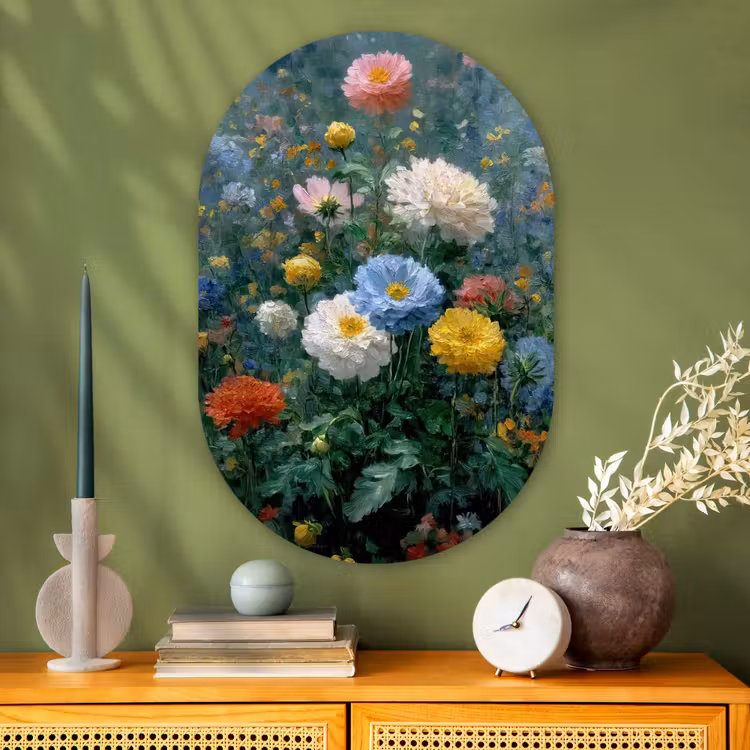 Muurovaal - Glas - Close-up - Veld - Bloemen - Kleurrijk — 2