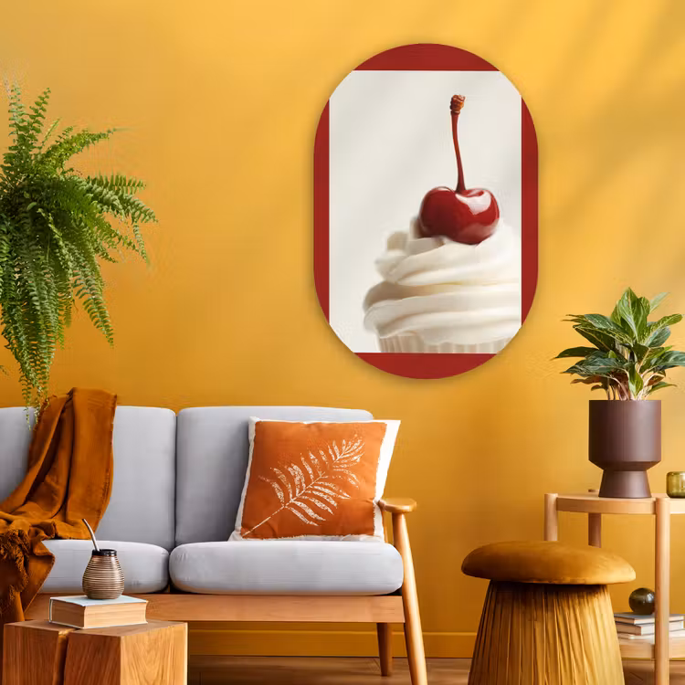 Muurovaal - Glas - Cupcake - Kers - Rood — 3