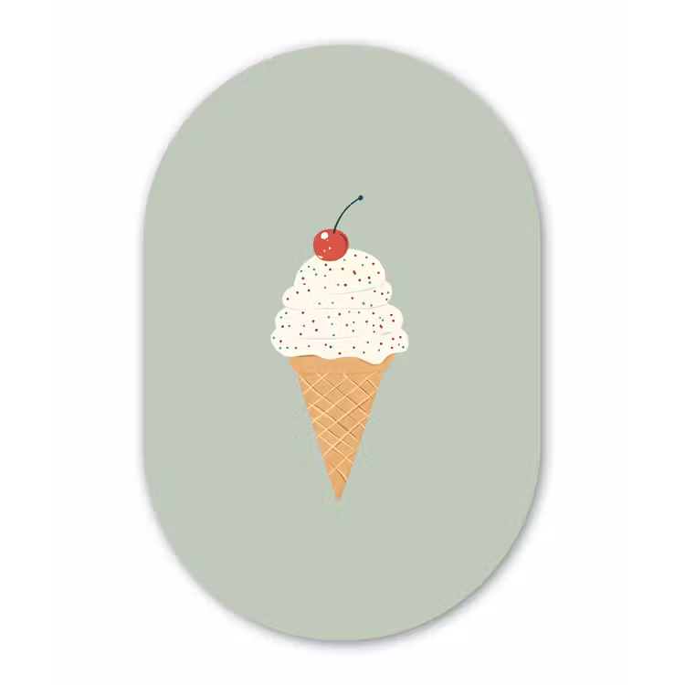 Muurovaal - Glas - Illustratie - Ijsje - Spikkels - Kers — 1
