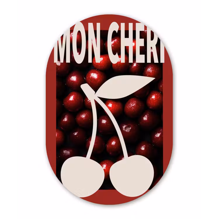 Muurovaal - Glas - Kersen - Illustratie - Rood — 1